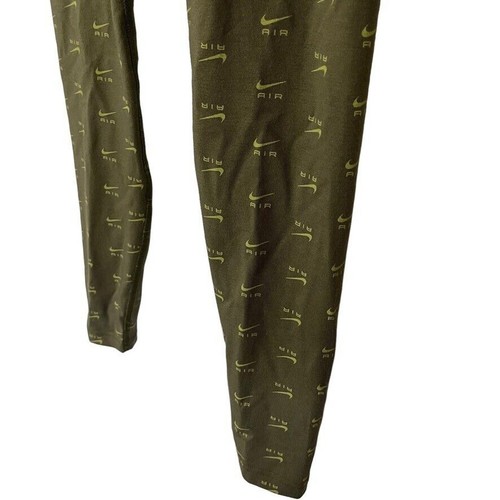 Nike High Waisted Print Leggings Pants Olive Green Spell Out Logo Skinny NWT S - Picture 8 of 16