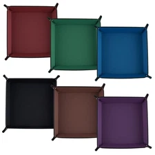 SIQUK 6 Pieces Dice Tray PU Leather Folding Dice Rolling Trays Square Holder ...