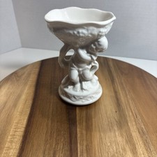 Vintage White Cherub Boy Pedestal Bowl Dish M...