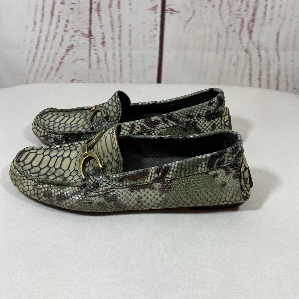 Donald J Pliner Vanda Loafers Women 7 Croc Leather Driving Moccasin Quiet Luxury - Image 2 of 4