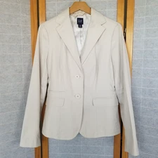 Vintage GAP Khaki Blazer Jacket Lined Two-Button Size EUC Size 10