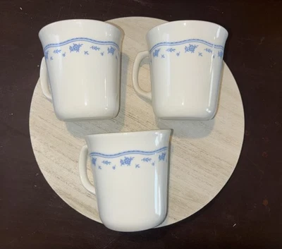 CorningWear Corelle Pyrex "Morning Blue" Tea/Coffee Cups Mugs 8 oz USA Set of 3 - image 1 of 4