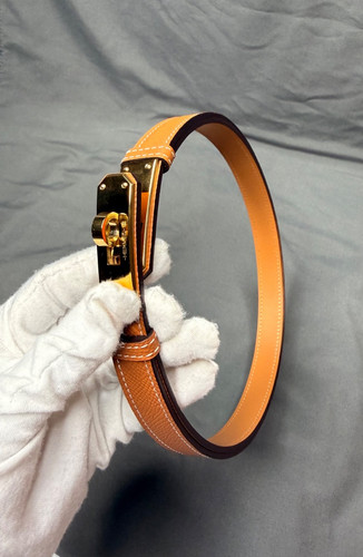 Hermes Kelly Belt Adjustable Size Brown Color - Gold Hardware