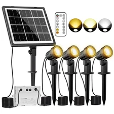 4-in- Solar Spotlights Outdoor, 4W/6V Solar Powered LED Landscape Lights, 3