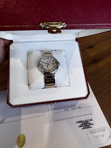 Authentic Cartier Ballon Bleu 18K/Stainless Steel Watch 36mm With Certificate