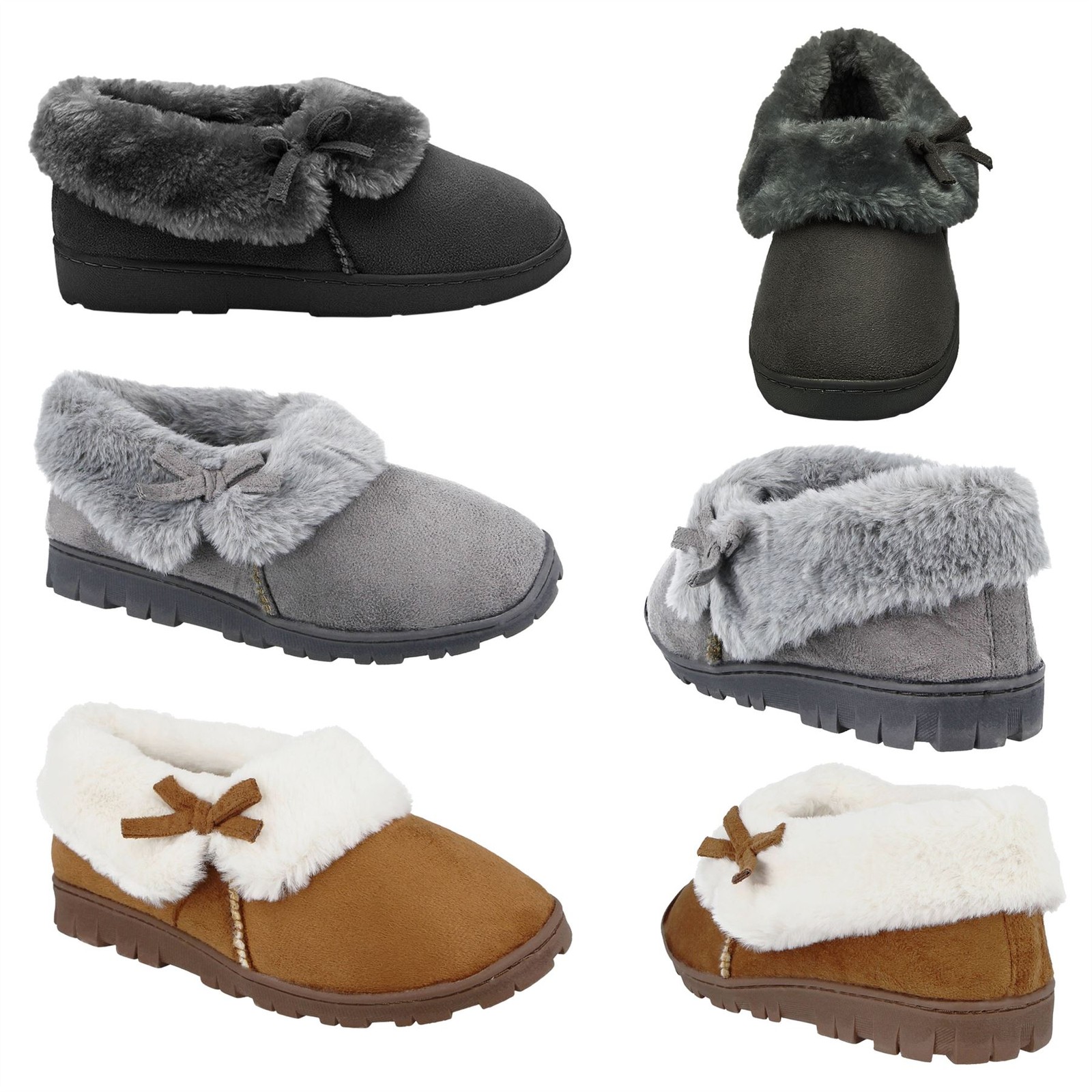 SAOLA Scarpe pantofole donna pelliccia sintetica calde suola rigida foderate interno comode misura 3 8