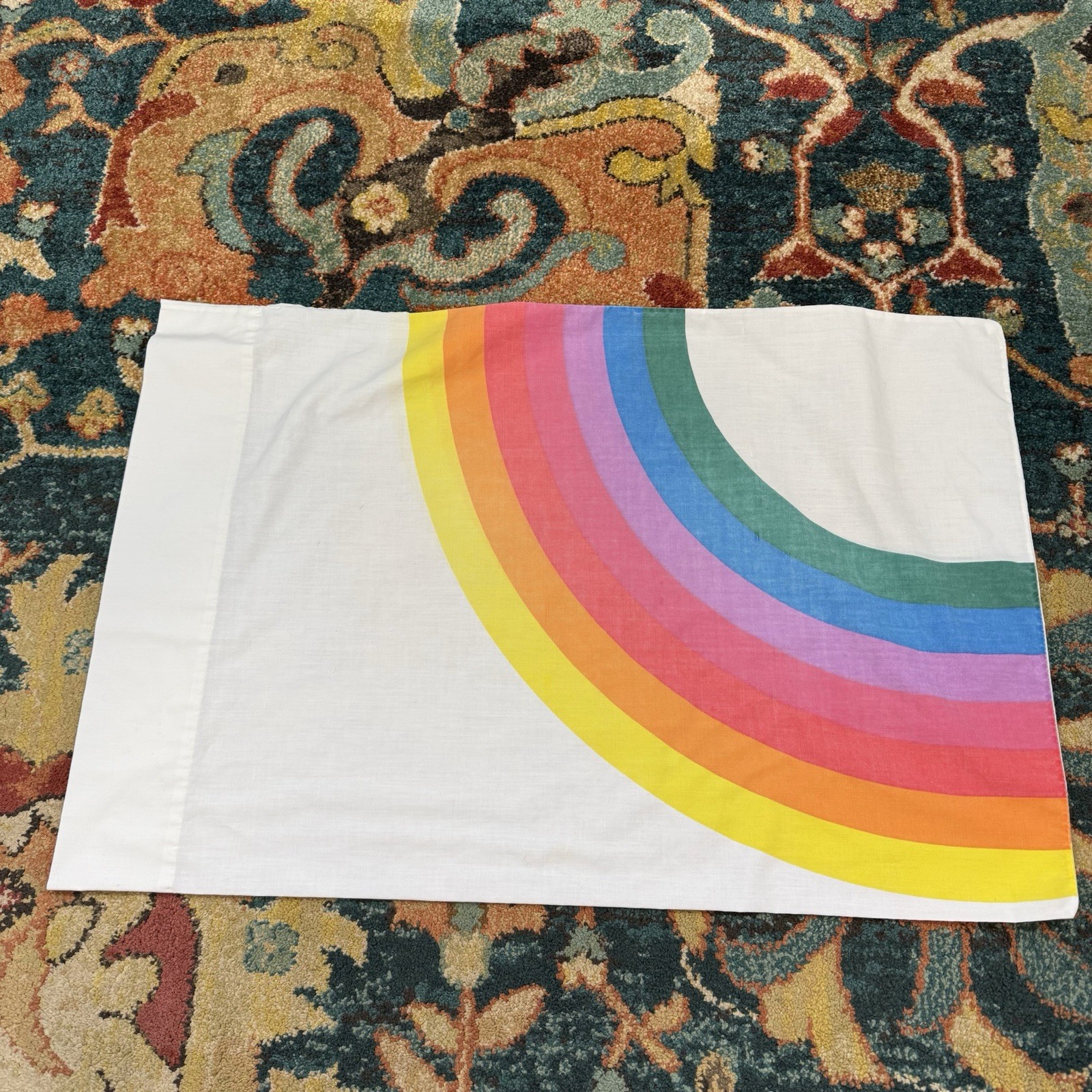 Vtg Wamsutta Rainbow Queen Flat Sheet, Fitted Sheet & Pillowcase Stranger Things