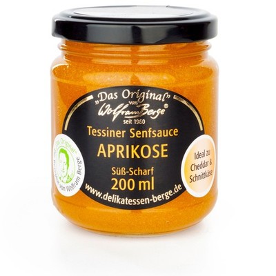 Tessiner Aprikosen Senfsauce 200 ml fruchtig scharf Wolfram Berg (54,95 EUR/l)
