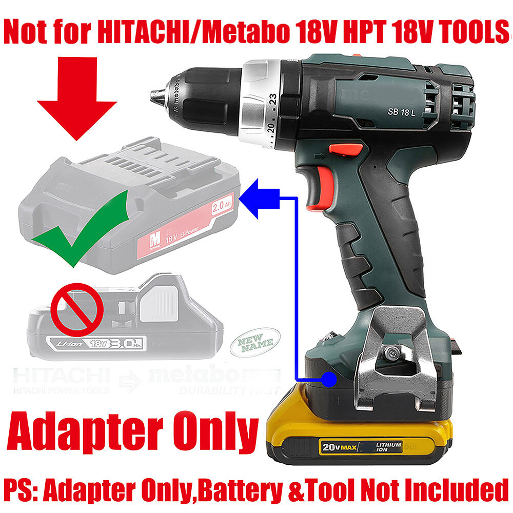 1x for Metabo 18v Cordless Tool Adapter Convert for Dewalt 2