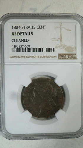 Straits Settlements Malaysia Singapore 1 Cent, 1884, NGC XF Details