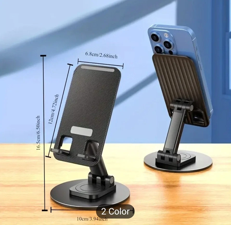 360° Rotating Folding Metal Phone Desktop Holder Tablet Desk Stand Portable - Image 3 of 4