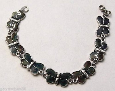 Vintage Armband silberfarben sehr schöne Schmetterlinge Farbwechsel *4410