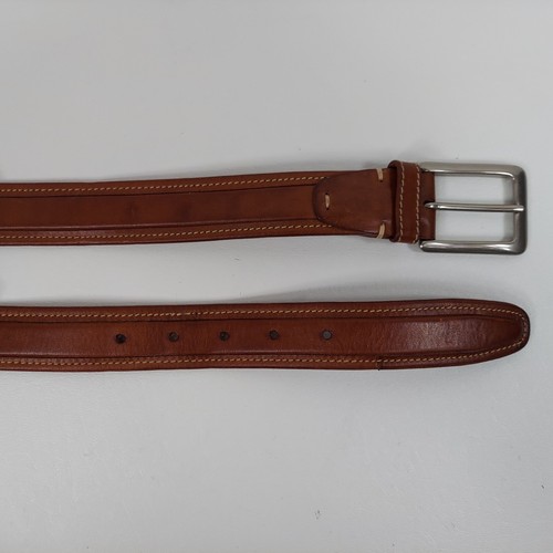 Cole Haan Mens Brown Leather Belt Contrast Stitching A0691 Size 42 - Picture 3 of 8