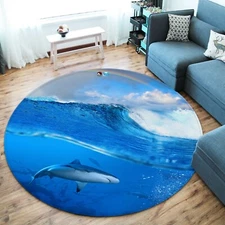 3D Blue Ocean Wave Shark NAO2090 Game Rug Mat Elegant Photo Carpet Mat Fay