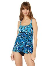 138 Profile by Gottex Women's Standard Scoop Neck One Piece Blue Size 10 NWOT