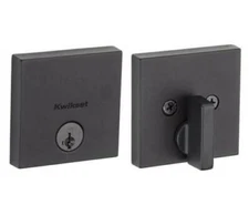 Kwikset Downtown Modern Smartkey Matte Black Square Contemporary Deadbolt Lock