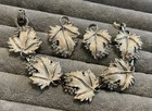Vtg Stylish Sarah Coventry Whispering Leaves Clip Earrings & Bracelet Silvertone — photo 8