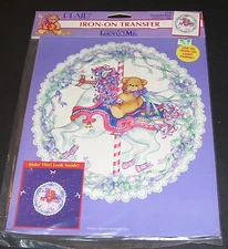 PLAID CRAFT IRON ON TRANSFER LARGE CAROUSEL BEAR 1994 NIP NEW SEALED