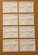 CDC COVID-19 Vaccination  Quantity  Of 8 - Blank  Card  Collector Use Only  