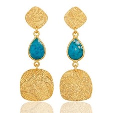 Turquoise 18K Gold Plated 925 Sterling Silver Handmade Earrings Gemstone Jewelry