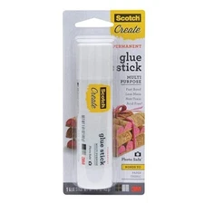 Scotch Craft Glue Stick Permanent Adhesive LG 1.28 oz Acid Free Washable Photos