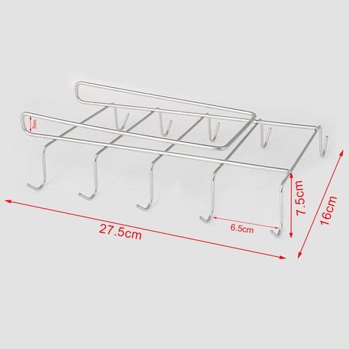 Shelf Cup Storage Rack 10 Hook Holder Mug Hanger Kitchen Cabinet Organiser-~ - Picture 6 of 8