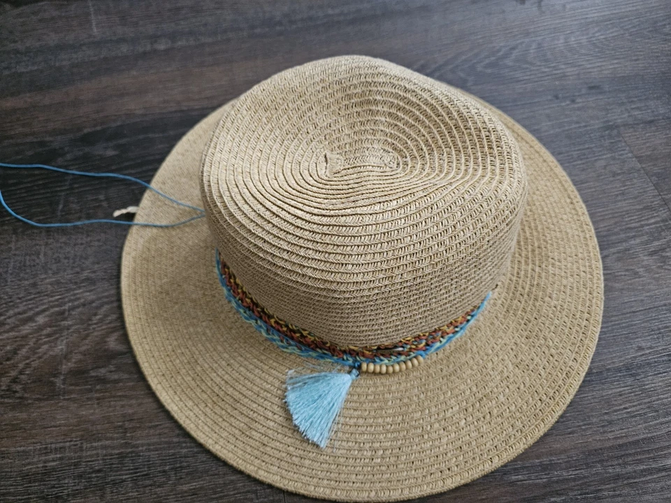 Sombrero Safari Paja Multi Trenzado Natural Colección Scala Borla Playa Usado en Excelente Condición  Foto 3 de 4