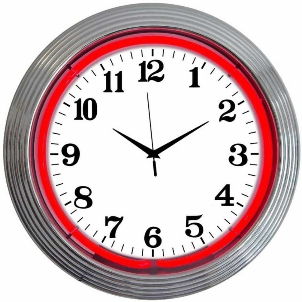 Chrome Red Standard LED 15" Wall Décor Neon Clock 8CHRCR