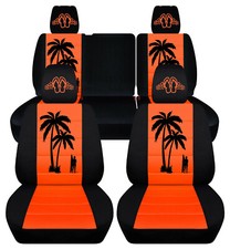 Frontrear Car Seat Covers Blk-orange Palm Tree Fits Jk Wrangler 07-18 4dr Frontrear Car Seat Covers Blk-orange Palm Tree Fits Jk Wrangler 07-18 4dr