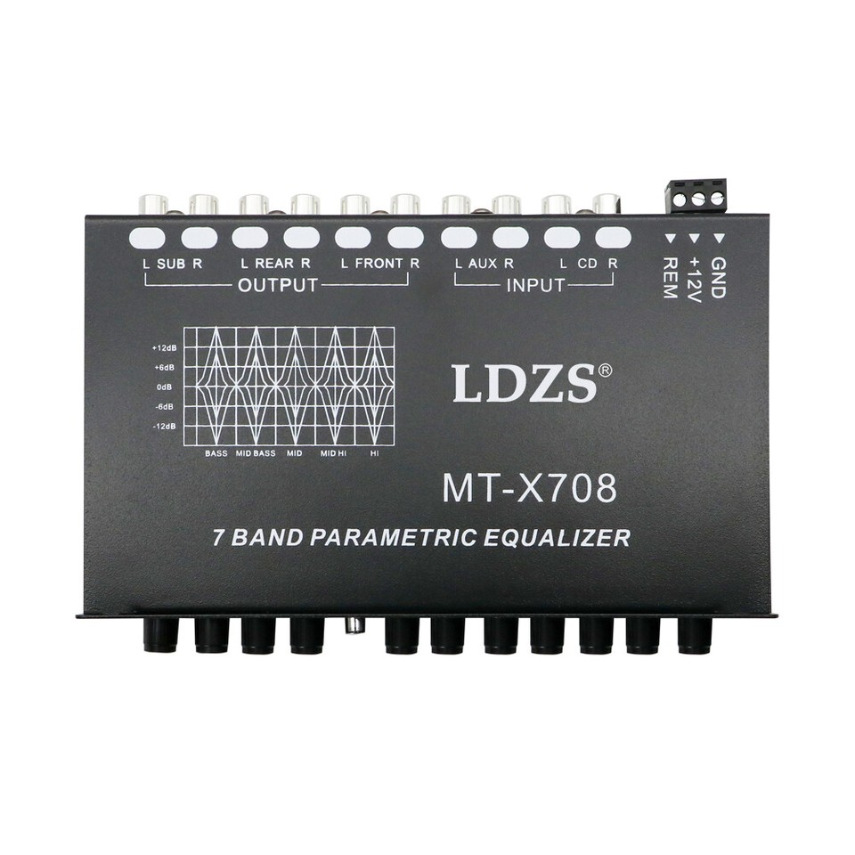 7 Band 1/2 Din Parametric Car Audio Equalizer with AUX-and-CD Input ...