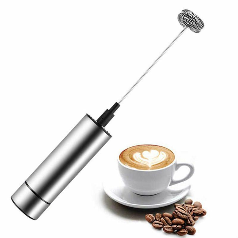 Milk Frother Handheld Electric Portable Mixer, Battery Powered Stainless Steel-image