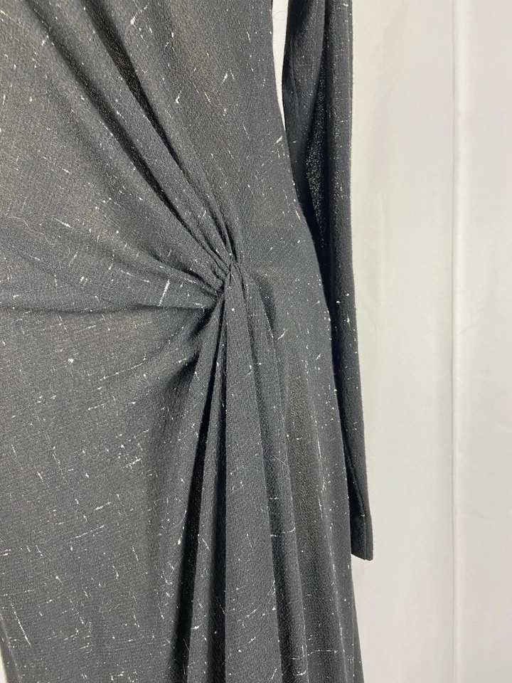 Vestido Donna Karan Vintage Maxi Lana Seda Negro Manga Larga Cuello Alto  Foto 4 de 4