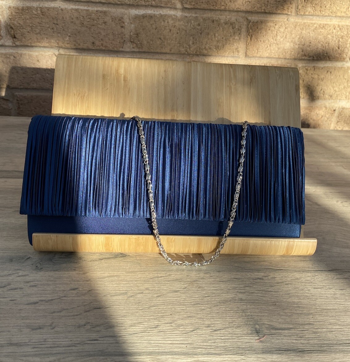 John Lewis Petrol Blue Medium Rectangular Satin F… - image 2