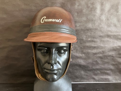 Cromwell Brown Motocycle Crash Helmet w/ Peak Size: M/56-57 Vintage 1960's - Picture 5 of 11