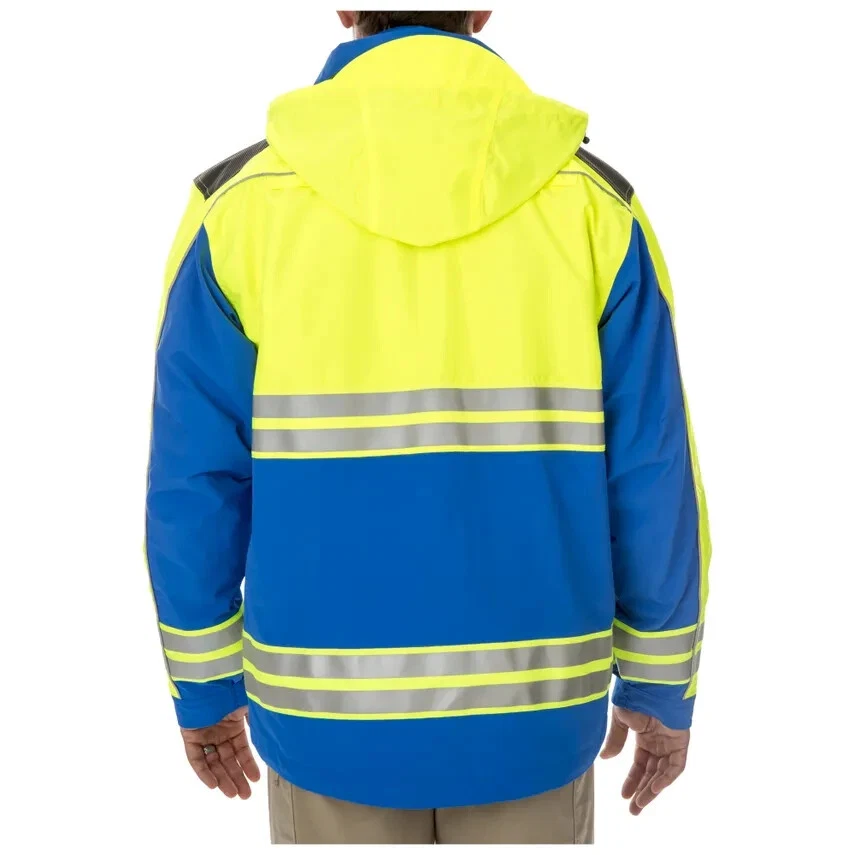 Parka impermeable transpirable azul amarillo 5.11 Tactical Responder Hi-Vis para hombre Foto 2 de 4