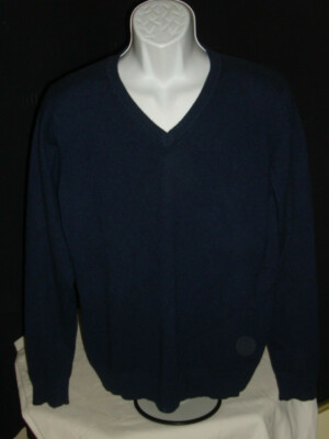  J.LINDEBERG ''THE BRIDGE PROJECT'' SOLID BLUE 100% CASHMERE V-NECK L/S SWEATER M