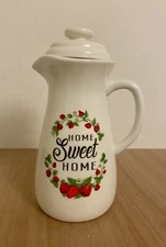 Ashland Ceramic Pitcher Carafe Strawberries Vine Home Sweet Home With Lid