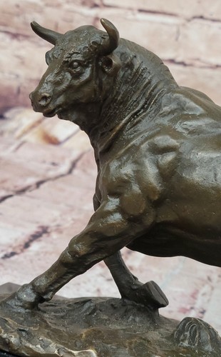 Bronze Abstract Bronze Bull Horns Statue Figurine Sculpture Stock Broker Decor - Picture 9 of 10