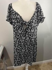 SHEIN Curve Sweetheart Neck Black And White Floral Dress Size 1XL