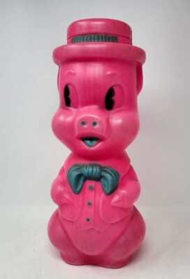 p♡pig Vintage 1964 AJ Renzi Coin Bank Hot Pink Piggy Pig Plastic
