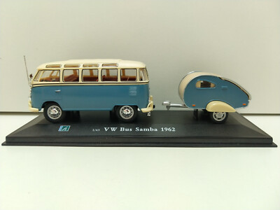 Hongwell - Cararama - 1962 VW Bus Samba with caravan - 1/43rd