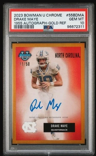 2023 Bowman U Chrome Drake Maye #55BDMA 1955 Auto Gold /50 PSA 10