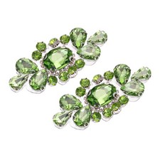 2Pcs Rhinestone Crystal Applique Iron on Patch Sewing Applique Green