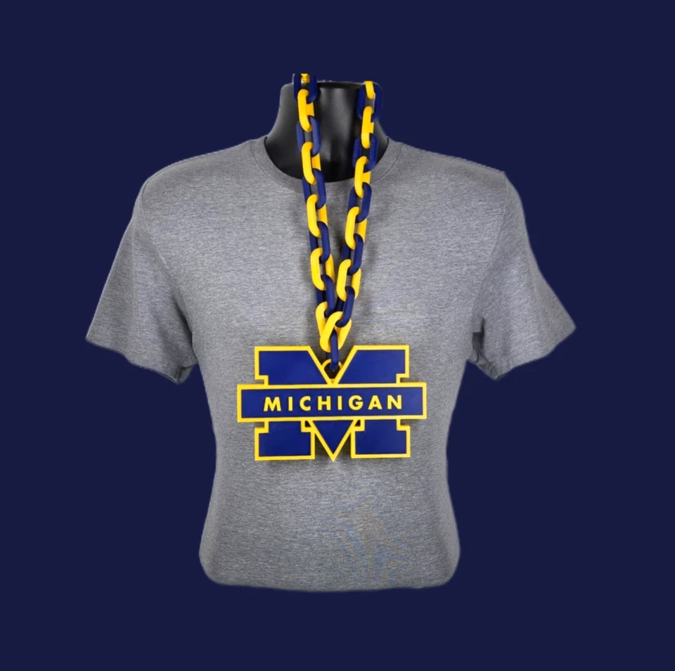 Michigan Wolverines UofM Fan Chain Pendant Necklace NCAA College Football Maize - Image 2 of 2