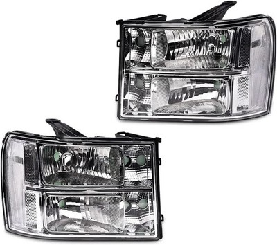 Headlights 2007-2013 GMC Sierra 1500 2500HD 3500HD Clear White Crystal Lens Lamp