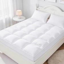 Queen Size Mattress Topper, Luxury Fluffy Cooling Mattress Pad for Back Pain ...