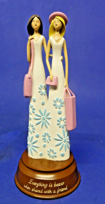 Friendship Figurine ''Everything is Better When Shared w/ a Friend'' Two Girls 8''