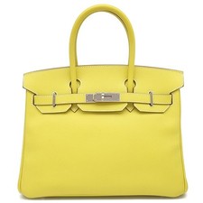 Borsa a mano HERMES Candy Birkin 30 Epsom Lime x grigio argento giallo...