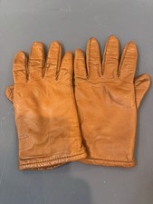 Vintage Townes Brown Leather Gloves Size 7.5 Acrylic Lined Knit Cuff USA Style