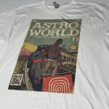 Travis Scott Astro World AUG 2018 Tour Shirt Mens Large Wish You Were Here White